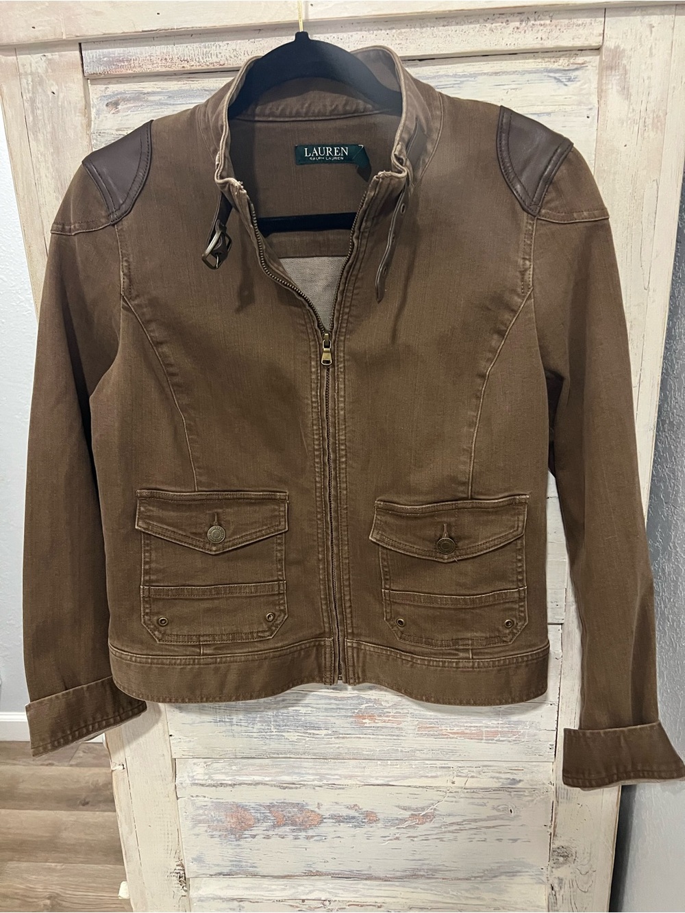 Ralph Lauren Brown Utility Jacket with Dark Shoulder Panels